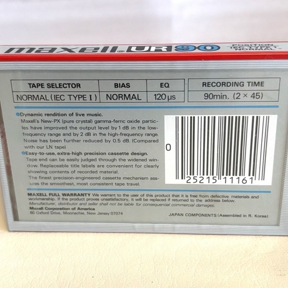 Vintage Maxell UR 90 Blank Cassette Tape Sealed IEC Type I Normal Position NEW! - Picture 3 of 5
